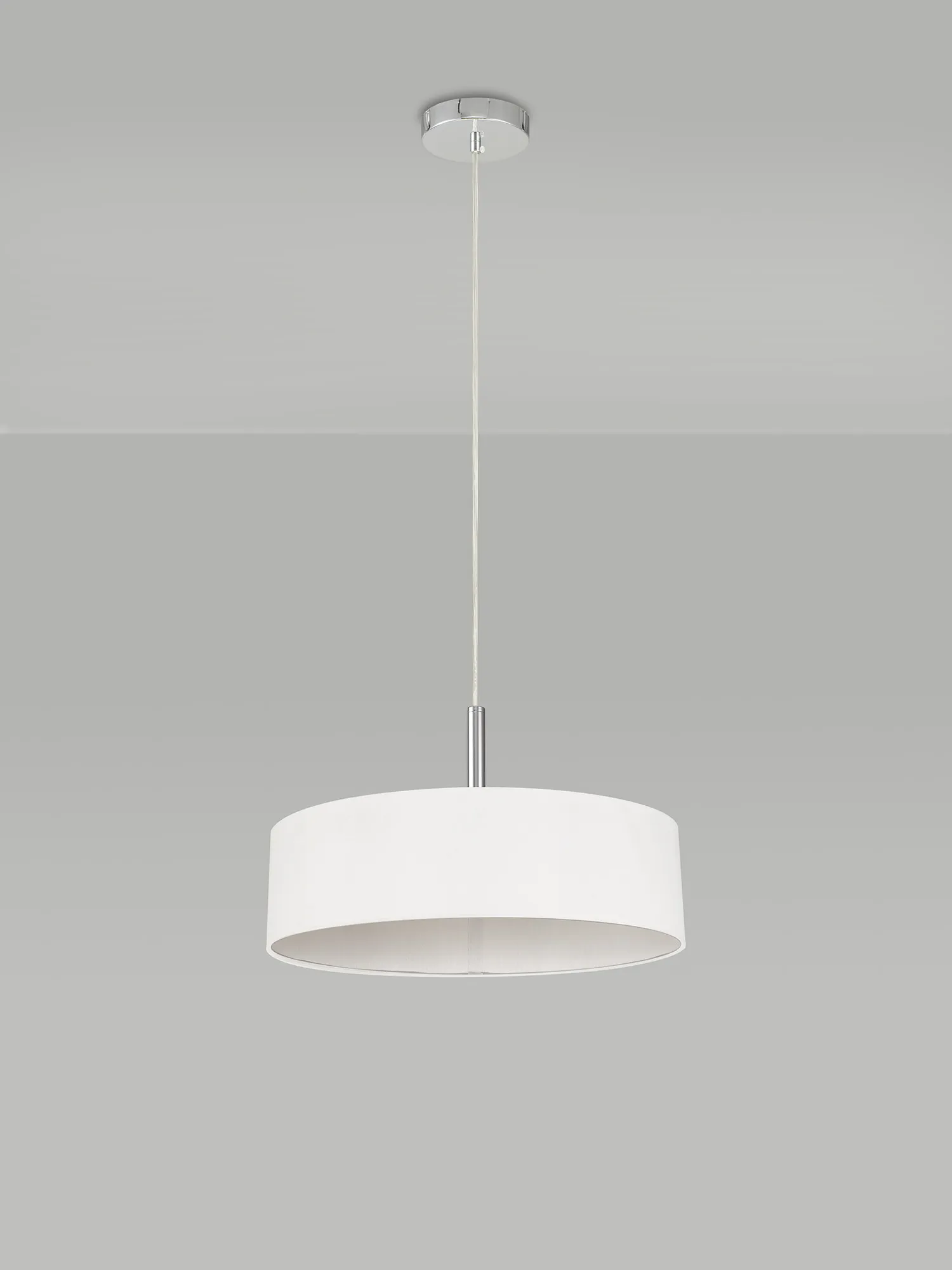 Baymont 45cm 3 Light Pendant Polished Chrome, White DK0691  Deco Baymont CH WH